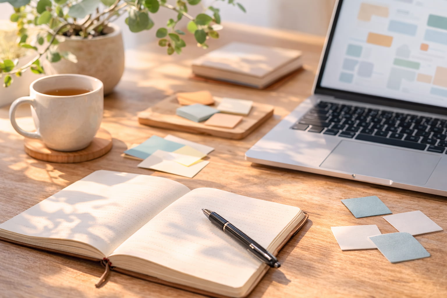 相談先のない不安を減らしたいという想いを表す、静かな仕事空間のイメージ