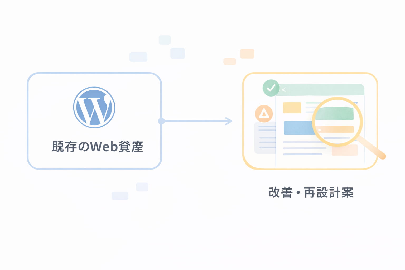 WordPressを否定せず、改善や移行相談の受け皿として支える方針を表すイメージ